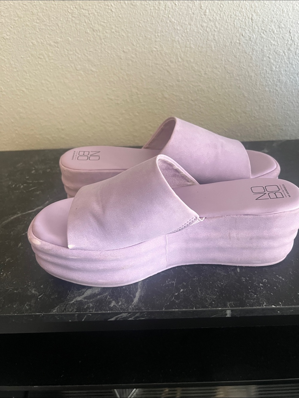 Nobu Lilac Platform Slide Sandals